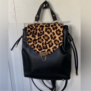 Dune London Backpack Black Leopard Accent